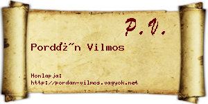 Pordán Vilmos névjegykártya